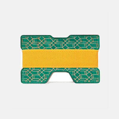 Colored Wood Wallet - Green Wood - Yellow