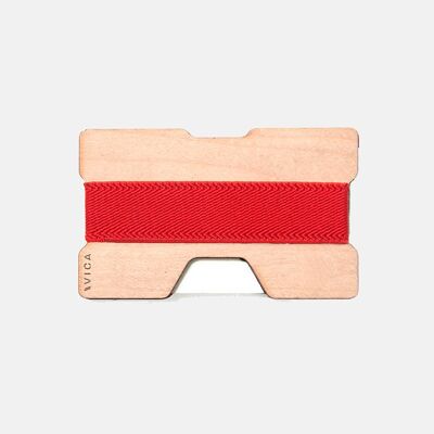 Brieftasche aus Holz - Ahorn - Rot