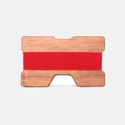 Brieftasche aus Holz - Kirsche - Rot