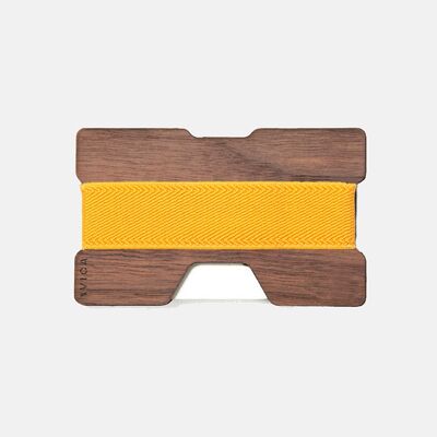 Brieftasche aus Holz - Nussbaum - Gelb