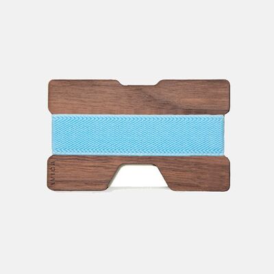 Portafoglio in legno - Noce - Blu