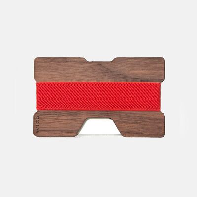 Wooden wallet - Walnut - Red
