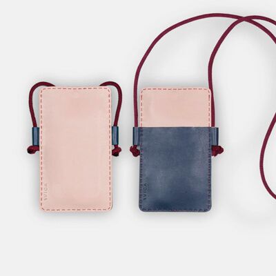 Borsa per cellulare in pelle vegana - media - blu