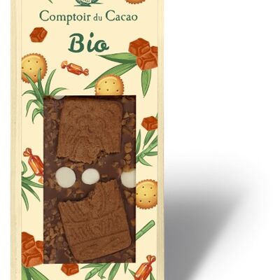 Tablette Gourmande BIO 100g Lait Biscuit Caramel - Produit issu de l'agriculture biologique certifié conforme par Ecocert FR-BIO-01