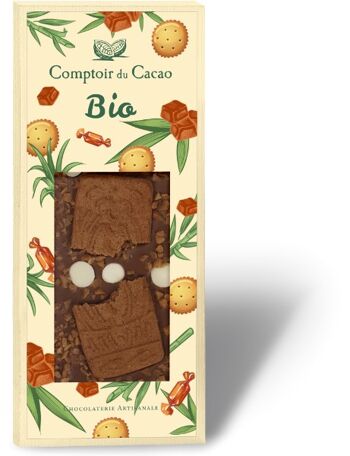 Tablette Gourmande BIO 100g Lait Biscuit Caramel - Produit issu de l'agriculture biologique certifié conforme par Ecocert FR-BIO-01