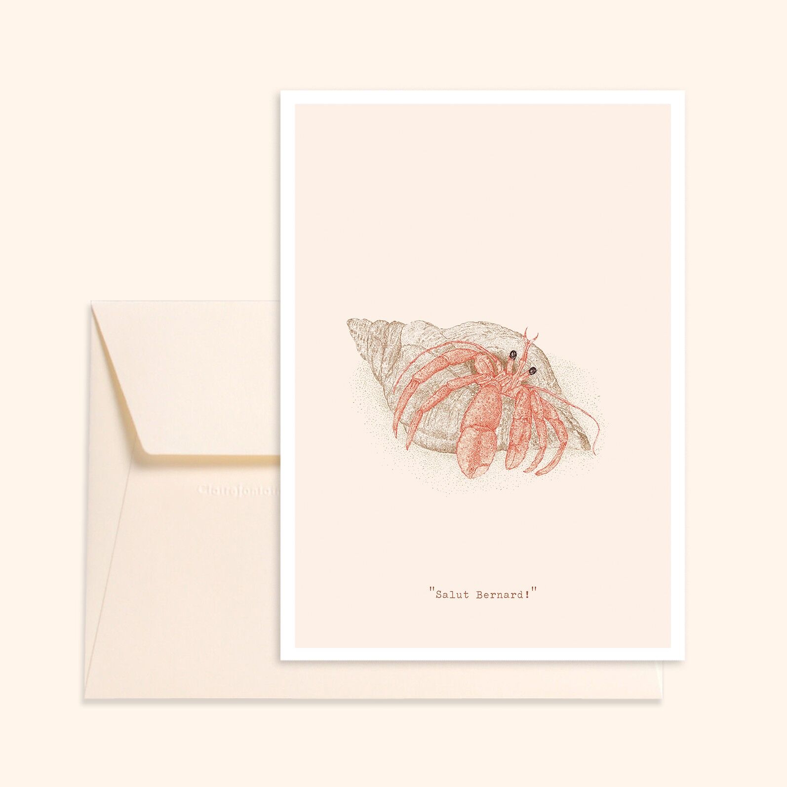 Cartolina illustrata – Made in Brittany – Formato standard – Ciao Bernardo – Illustrazione dell'eremita Bernardo