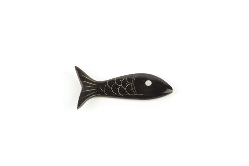 Set de 6 porte-couteaux poisson en corne noire unie