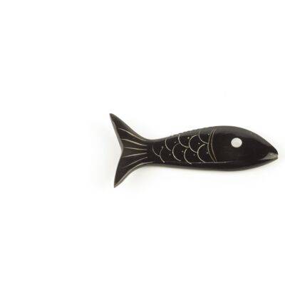 Set of 6 fish knife rests in plain black horn