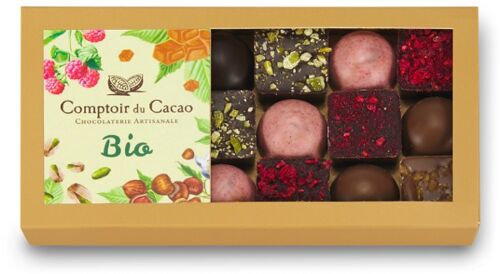 Etui BIO Assortiment chocolats 162g - Produit issu de l'agriculture biologique certifié conforme par Ecocert FR-BIO-01