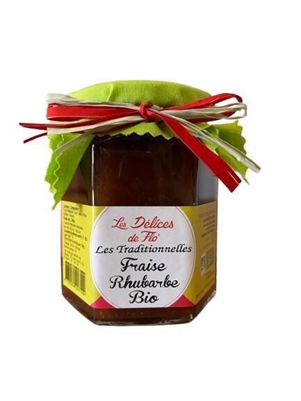 CONFETTURA DI FRAGOLE AL RHUBARB BIO 280 G CERTIFICATA FR-BIO-01