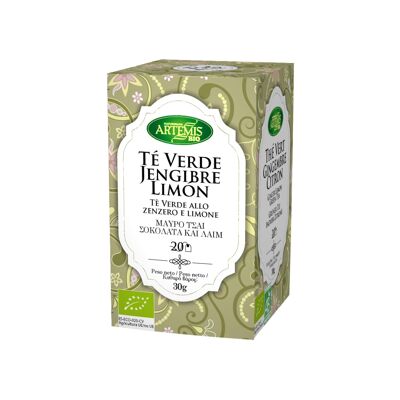 Caja Infusión Té verde Jengibre Limón -ECO- 30g/Ginger Lemon Green -ECO-  Tea bags 30g