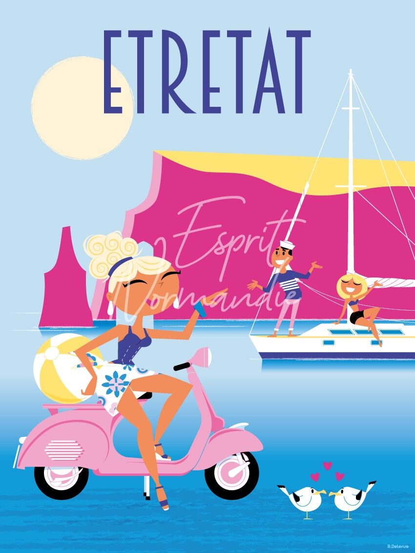 Affiche scooter à Etretat