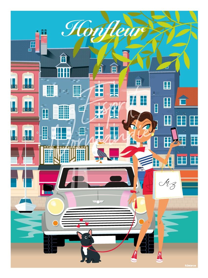 Affiche Shopping à Honfleur en Mini