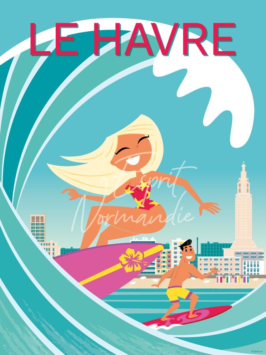 Affiche surf au Havre