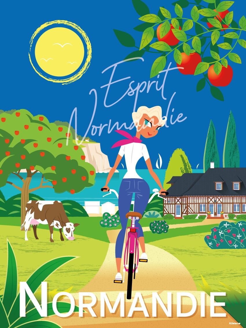 Postkarte Spaziergang in der Normandie