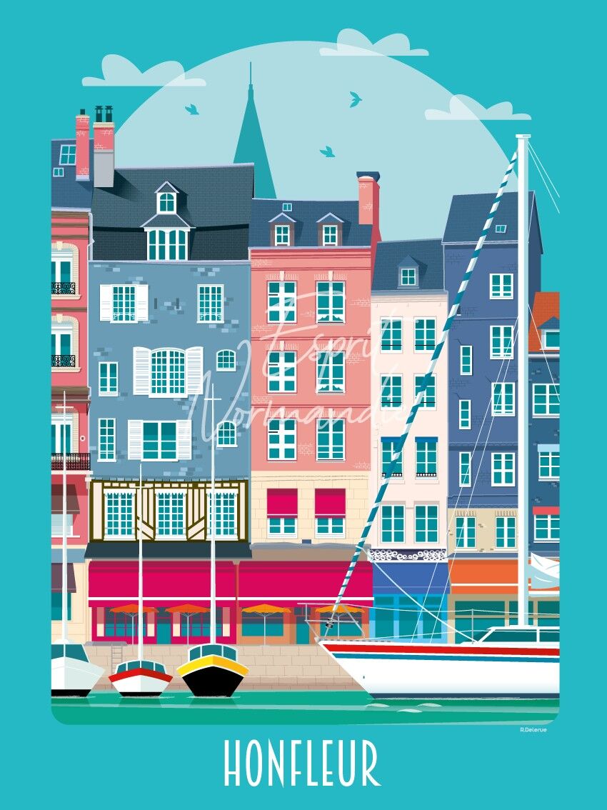 Postkarte Hafen von Honfleur