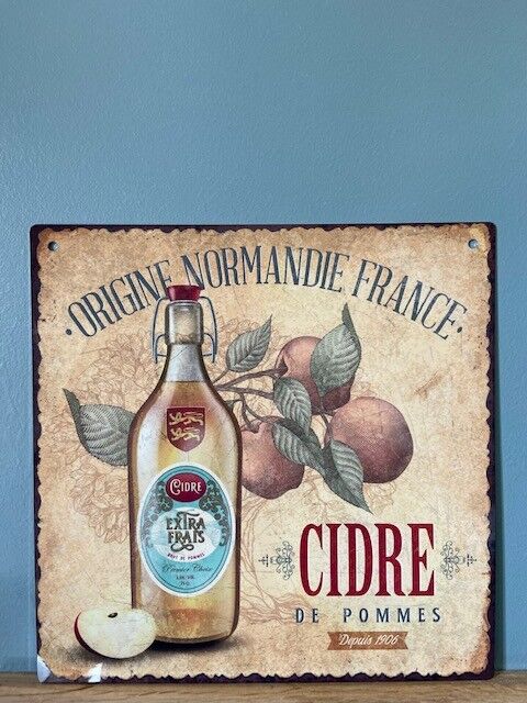 Metallteller mit Cidre aus der Normandie - 29 x 29 cm