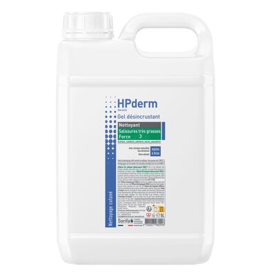 HPderm® FORCE 3 Microbeads Reinigungsgel – lösemittelfreies Reinigungsgel mit hoher Tensid- und Entkalkungskraft – mittlere bis starke Verschmutzung – professionelle Anwendung – 5L Kanister