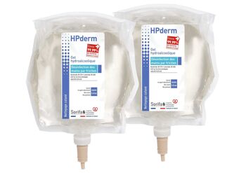 HPderm® Gel Hydroalcoolique - Désinfection des mains par friction - Lot de 2 poches 800 ml pour distributeur mural SORIBAG 1
