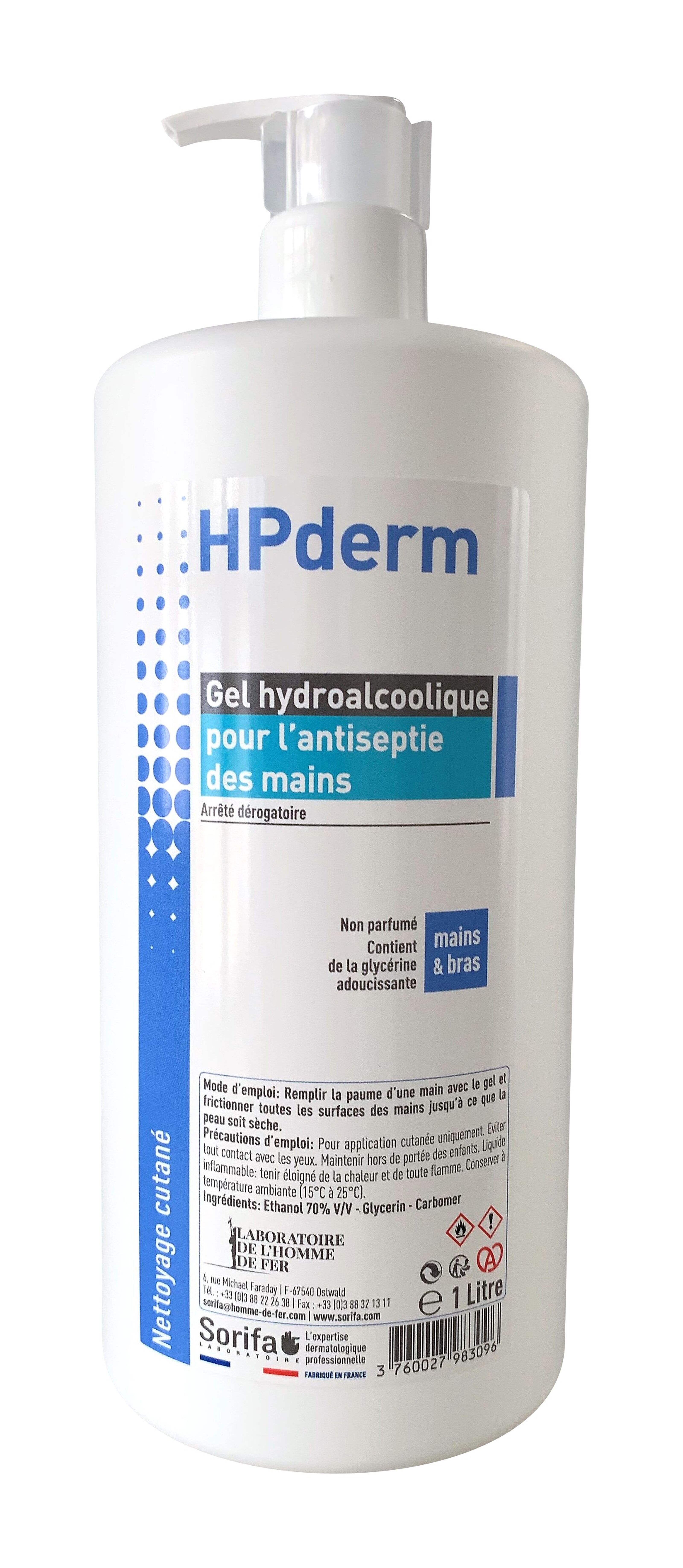 GEL HYDROALCOOLIQUE 1L SANS POMPE