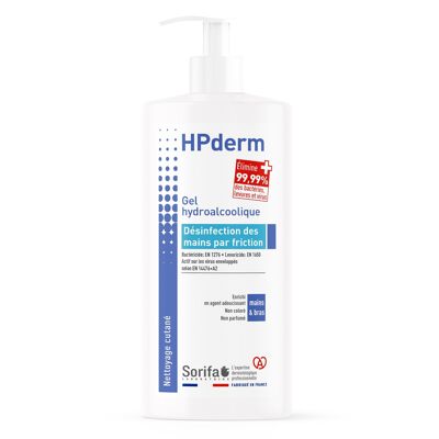 HPderm® Gel Hydroalcoolique - Désinfection des mains par friction  - Flacon pompe 1L