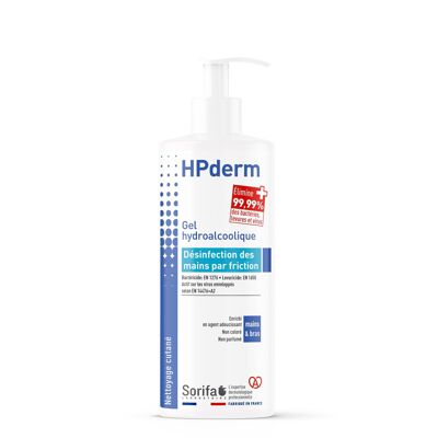 HPderm® Gel Hydroalcoolique - Désinfection des mains par friction  - Flacon pompe 500 ml