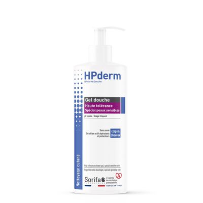HPderm® High Tolerance Shower Gel - High tolerance formula for sensitive skin and weakened hair - 500 ml pump bottle