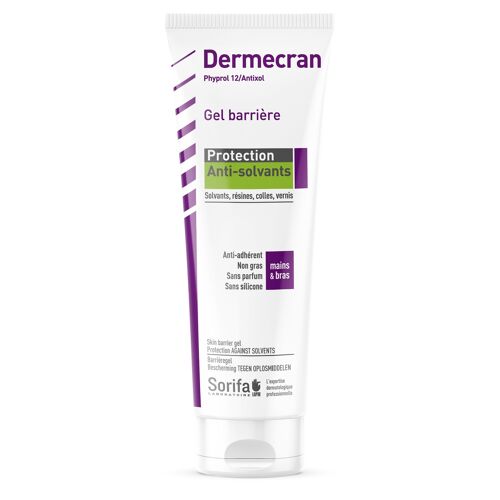 Dermécran - Protection Anti-solvants -crème barrière de protection pour utilisation professionnelle - Tube 125 ml