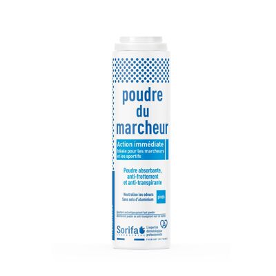 POUDRE DU MARCHEUR - Flacon poudreur de 100 gr  - Poudre absorbante, anti-frottement et anti-transpirante pour l'hygiène des pieds