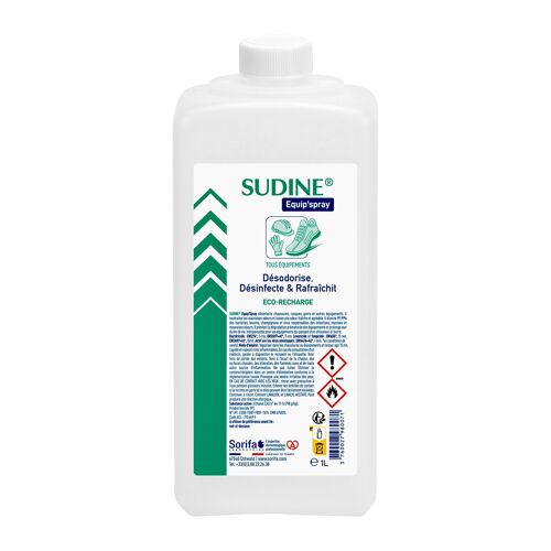 SUDINE EQUIP’SPRAY ECO - RECHARGE – Flacon 1L - désinfectant tous équipements