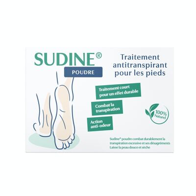 SUDINE Poudre - Traitement antitranspirant pour les pieds - Boite de 6 sachets doubles