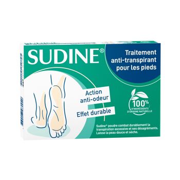 SUDINE Poudre - Traitement antitranspirant pour les pieds - Boite de 6 sachets doubles 1