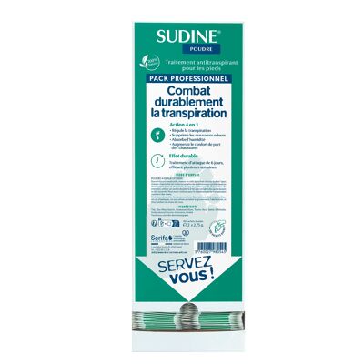 SUDINE Powder - Antiperspirant treatment for feet - Dispenser box of 100 double sachets