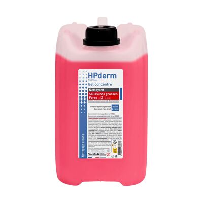 HPderm® Gel nettoyant concentré FORCE 2- gel nettoyant à haut pouvoir tensioactif -  salissures salissures grasses et tenaces - utilisation professionnelle  - Bidon 5L