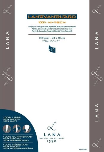 Papier d'encre à alcool Lanavanguard, Yupo, format A3, 200 g/m², 10 feuilles 1