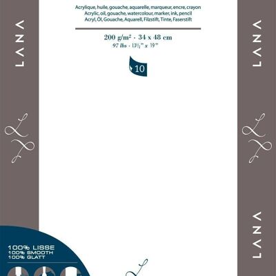 Carta per inchiostro alcolico Lanavanguard, Yupo, formato A3, 200 gsm, 10 fogli