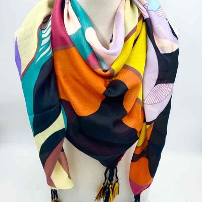 Square scarf with geometric pattern