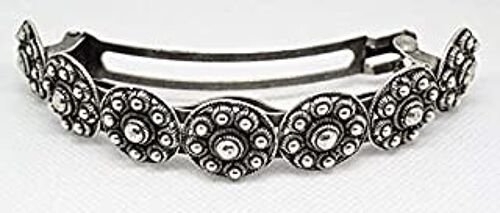 Hair clip made in France superior quality -extra thick hair/frizzy hair- with traditional pewter buttons, silverplated