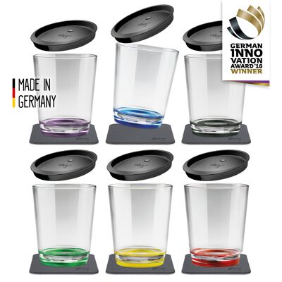 Vasos magnéticos de plástico (juego de 6 + tapa), multicolor