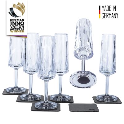 Magnetic plastic glasses for sparkling wine (set of 6) high-tech