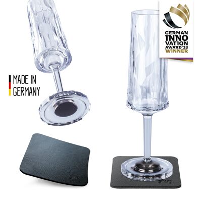 Copas de plástico magnéticas para vino espumoso (juego de 2) de alta tecnología