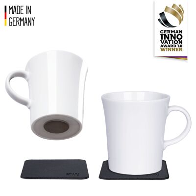 Porcelain magnet-handle cups incl. metal nano-gel pads BLACK