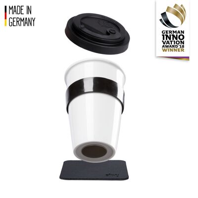 TO-GO-CUP de porcelana con posavasos BLACK