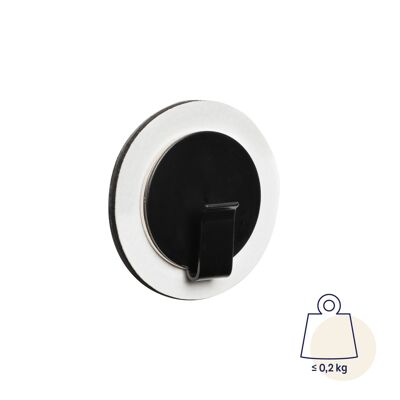 Magnetic hook "CLEVER" BLACK incl. metal nano gel pad WHITE