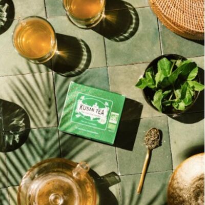Organic Spearmint green tea - Box of 20 muslin tea bags - 40gr/1.41oz.