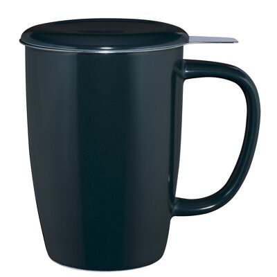 T.TOTEM grey matte tall tea mug with lid and infuser 44Cl (16oz)