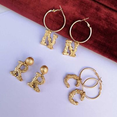 BOUCLES D'OREILLES LETTRE BOULE