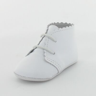 Chausson bébé en cuir lisse classique - Blanc