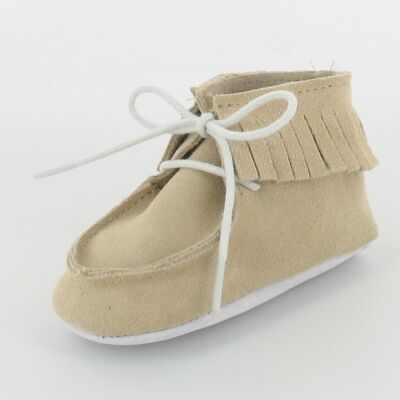 Babylederschuhe mit Fransen - Beige