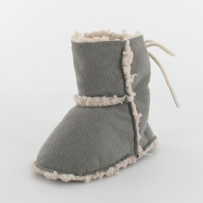 Chausson bébé botte fourré - Gris